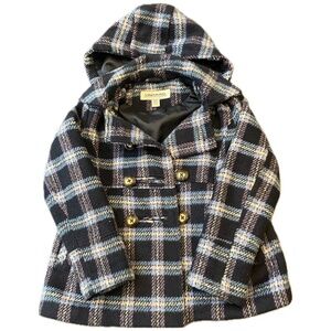London Fog Girls Plaid Peacoat with Hood (Size 10/12)
